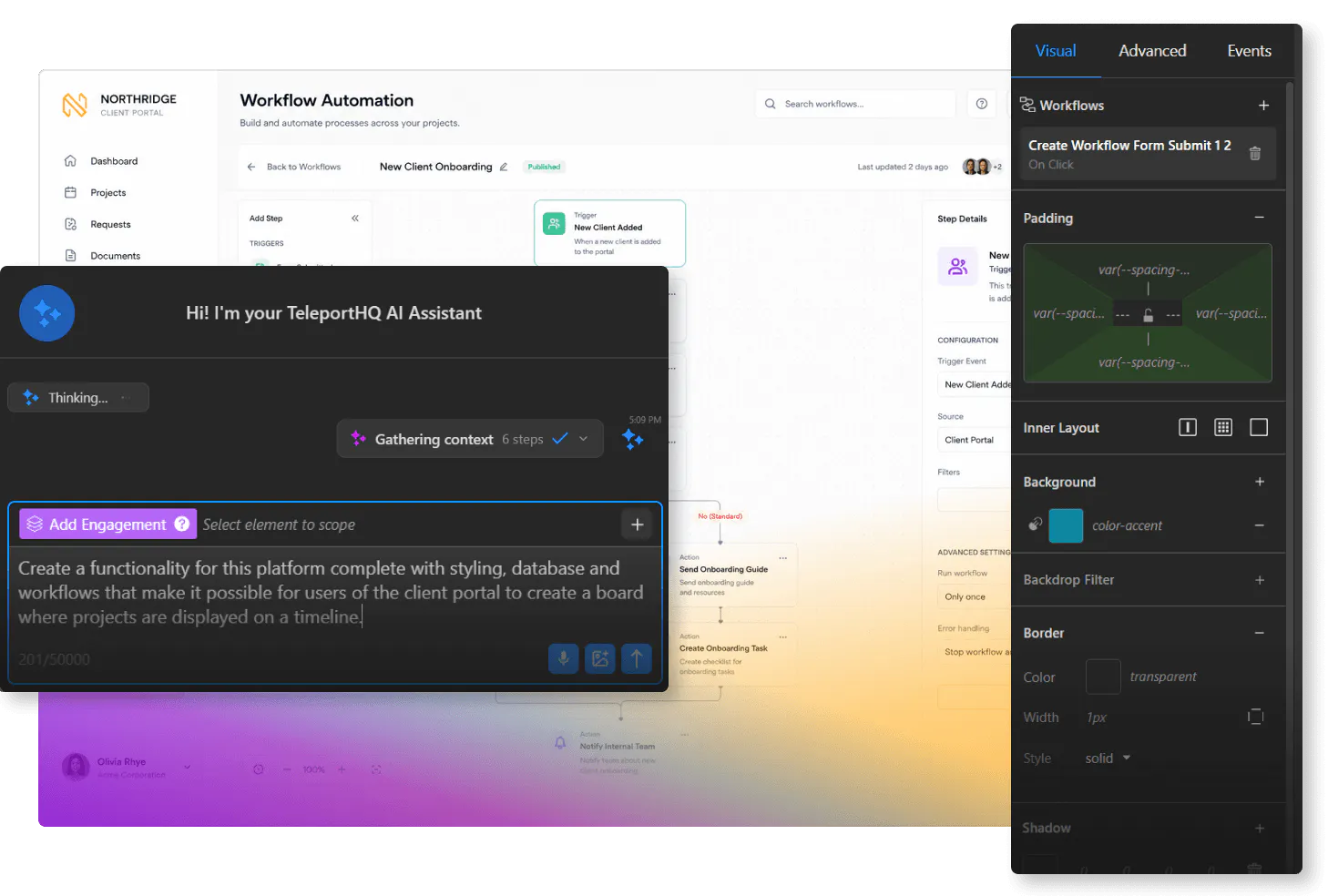 Client portal solution visual editor and AI assistant image